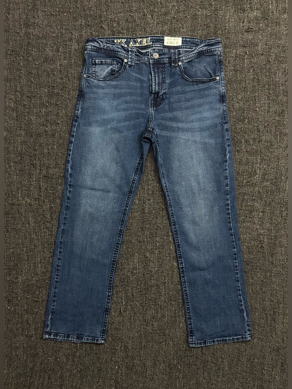 36x30 TK Axel Men’s Slim Boot Stretch Jeans Medium Wash Denim Tag 36x32